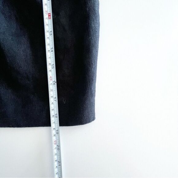 Tory Burch Schafer Linen Mini Skirt Black Women's 6 Lined Gold Buttons Pockets - Picture 10 of 11